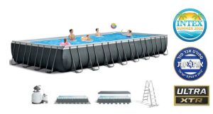 בריכת אולטרה INTEX 26374 מלבנית בגודל 975×488 ס"מ מסדרת ULTRA XTR עם שלדת מתכת חזקה