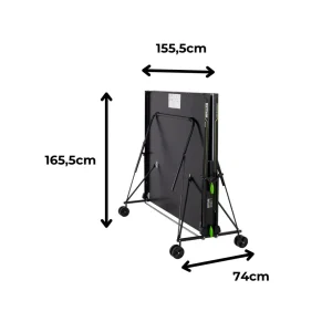 שולחן טניס שולחן מתקפל KETTLER OUTDOOR K1 במצב מקופל לאחסון
